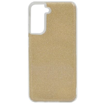 Szilikon hátlapvédő telefontok (műanyag belső, csillogó hátlap), Arany [Samsung Galaxy S21 (SM-G991) 5G]
