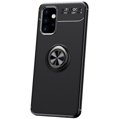 Defender műanyag hátlapvédő telefontok (közepesen ütésálló, szilikon belső, telefontartó gyűrű, beépített fémlemez), Fekete [Samsung Galaxy A32 5G (SM-A326)]