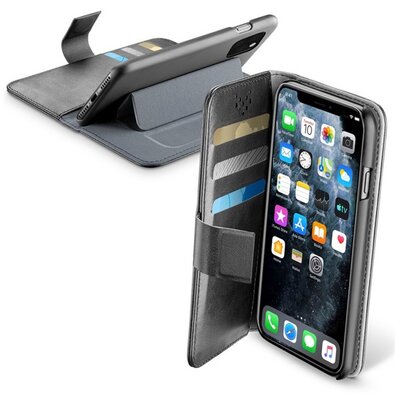 CELLULARLINE BOOK AGENDA telefontok álló, bőr hatású (Flip, oldalra nyíló, asztali tartó funkció, RFID védelem), Fekete [Apple iPhone 11 Pro]