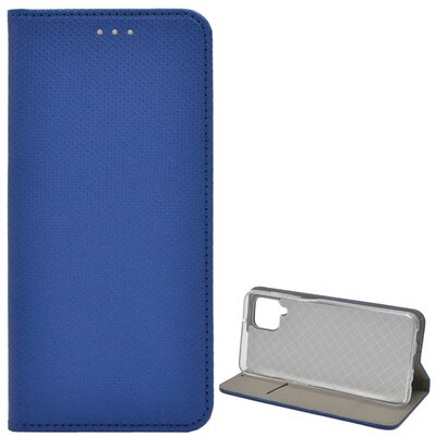 Smart flip telefontok, mágneses flip zár, oldalra nyíló, bőr hatású - Samsung Galaxy A12 (SM-A125F), Tengerkék