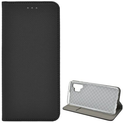 Telefontok álló, bőr hatású (Flip, oldalra nyíló, asztali tartó funkció, rombusz minta), Fekete [Samsung Galaxy A32 4G (SM-A325)]