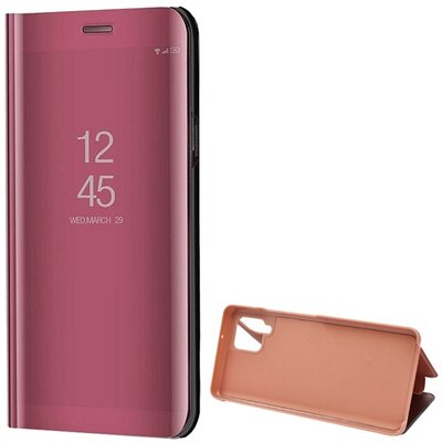 Telefontok álló (aktív flip, oldalra nyíló, asztali tartó funkció, tükrös felület, Mirror View Case), Rosegold [Samsung Galaxy A42 5G (SM-A425F)]