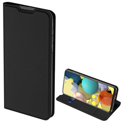 DUX DUCIS SKIN PRO telefontok álló, bőr hatású (Flip, oldalra nyíló, bankkártya tartó, asztali tartó funkció), Fekete [Samsung Galaxy A51 5G (SM-A516F)]
