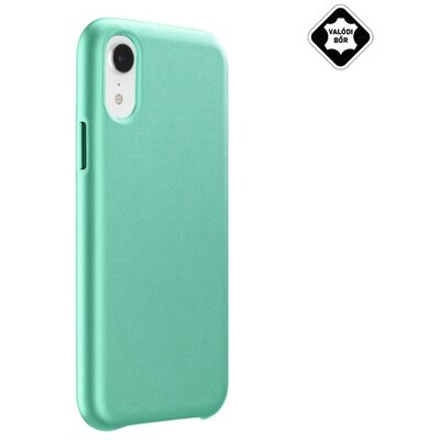 CELLULARLINE ELITE műanyag hátlapvédő telefontok (mikrofiber belső, valódi bőr hátlap), Zöld [Apple iPhone XR 6.1]