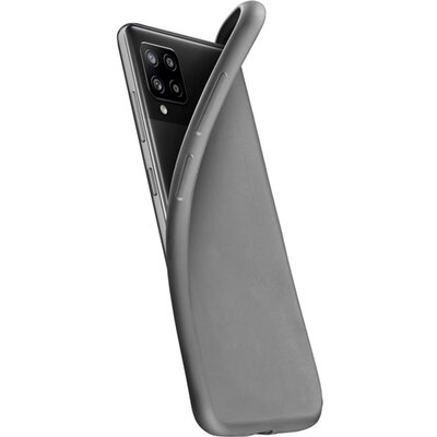 CELLULARLINE CHROMA szilikon hátlapvédő telefontok (matt, mikrofiber plüss belső), Fekete [Samsung Galaxy A12 (SM-A125F)]