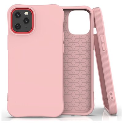 Szilikon hátlapvédő telefontok (közepesen ütésálló, légpárnás sarok, matt), Rózsaszín [Apple iPhone 12 mini]