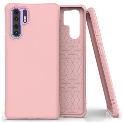 Szilikon hátlapvédő telefontok (közepesen ütésálló, légpárnás sarok, matt), Rózsaszín [Huawei P30 Pro]
