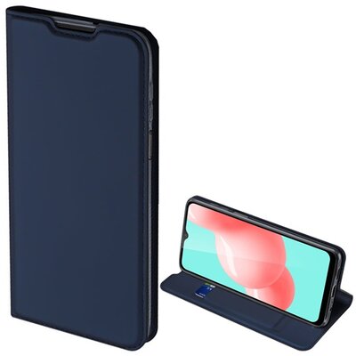 DUX DUCIS SKIN PRO telefontok álló, bőr hatású (Flip, oldalra nyíló, bankkártya tartó, asztali tartó funkció), Sötétkék [Samsung Galaxy A32 5G (SM-A326)]