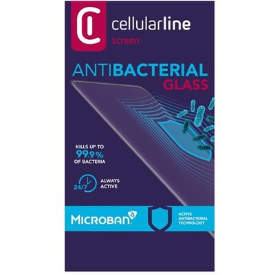 CELLULARLINE ANTIBIOM kijelzővédő üvegfólia (antibakteriális, ultravékony, 9H), Fekete [Apple iPhone 7 4.7, Apple iPhone 8 4.7, Apple iPhone SE (2020)]