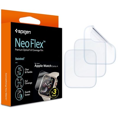 SPIGEN NEOFLEX kijelzővédő fólia 3 db (full screen, íves részre, tok barát), Átlátszó [Apple Watch Series 4 40mm]