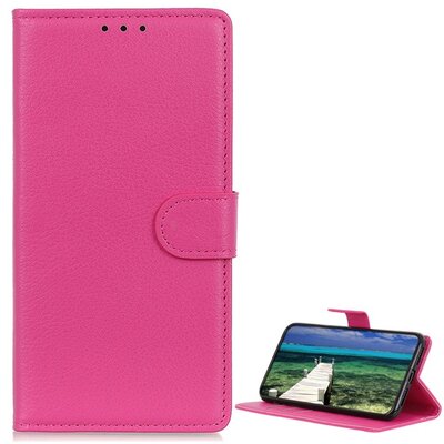 Telefontok álló, bőr hatású (Flip, oldalra nyíló, asztali tartó funkció, prémium), Rózsaszín [Nokia G20, Nokia G10]