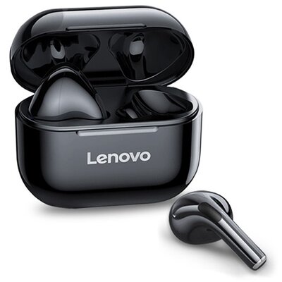 LENOVO LIVEPODS LP40 sztereó bluetooth headset, fülhallgató (v5.0, TWS, mikrofon, zajszűrő + töltőtok), Fekete
