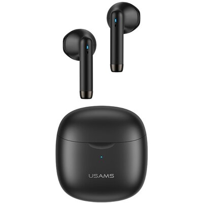USAMS IA04 sztereó bluetooth headset, fülhallgató (v5.0, TWS, mikrofon, zenehallgatáshoz ajánlott + töltőtok), Fekete