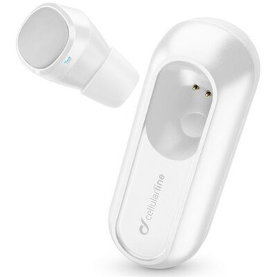 CELLULARLINE MINI mono bluetooth headset, fülhallgató (v5.0, TWS, extra mini, mikrofon, aktív zajszűrő + töltőtok), Fehér