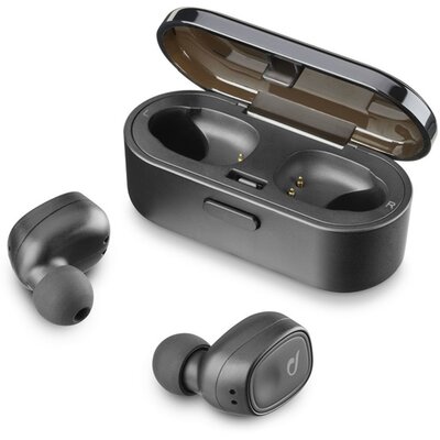 CELLULARLINE SHADOW sztereó bluetooth headset, fülhallgató (v5.0, TWS, ultrakönnyű, mikrofon, aktív zajszűrő + töltőtok), Fekete