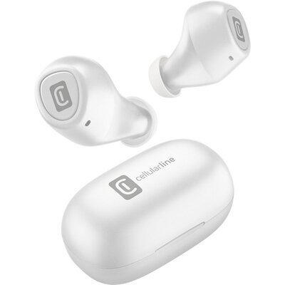 CELLULARLINE BLINK sztereó bluetooth headset, fülhallgató (v5.0, TWS, mini, mikrofon, aktív zajszűrő + töltőtok), Fehér