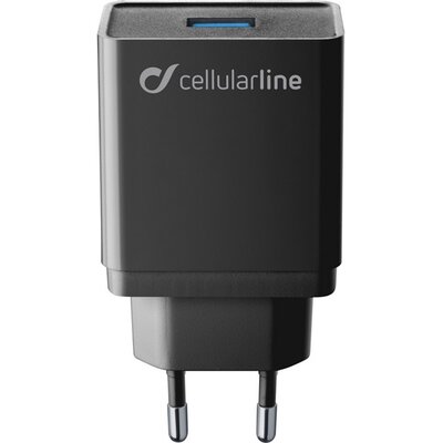 CELLULARLINE hálózati töltő USB aljzat (5V / 3000 mA, 18W, PD gyorstöltés támogatás, QI töltő kompatibilis ), Fekete