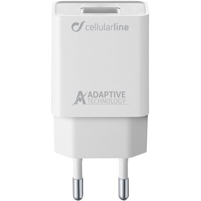CELLULARLINE hálózati töltő USB aljzat (5V / 3000 mA, 15W, PD gyorstöltés támogatás), Fehér