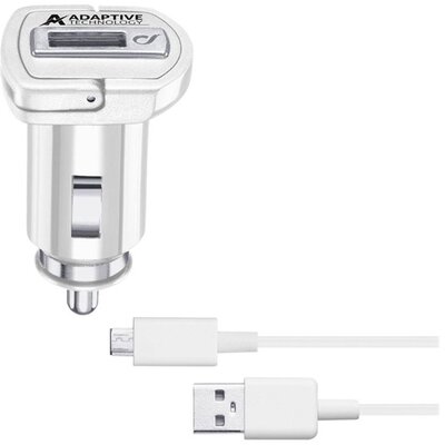 CELLULARLINE autós töltő USB aljzat (5V / 2400 mA, 15W, adaptív gyorstöltés támogatás + microUSB kábel), Fehér