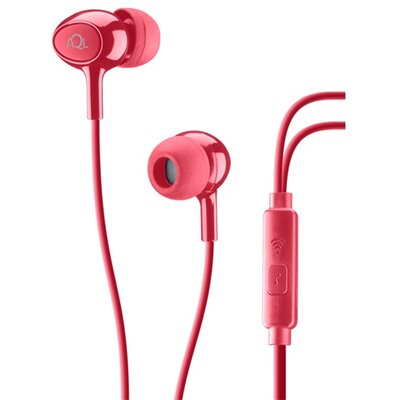 CELLULARLINE ACOUSTIC szztereó fülhallgató (3.5mm jack, mikrofon, felvevő gomb), Piros