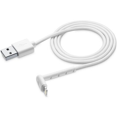 CELLULARLINE STAND adatátvitel kábel és töltő (USB - lightning 8pin, 120cm, 90 fokos, MFI, gyorstöltés támogatás), Fehér