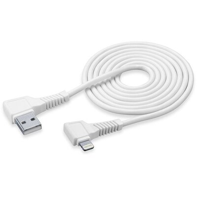 CELLULARLINE adatátvitel kábel és töltő (USB - lightning 8pin, 200cm, 90 fokos, MFI, gyorstöltés támogatás), Fehér