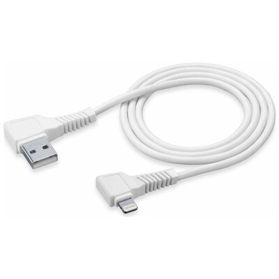 CELLULARLINE adatátvitel kábel és töltő (USB - lightning 8pin, 120cm, 90 fokos, MFI, gyorstöltés támogatás), Fehér