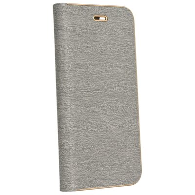 Luna Book elegáns flipes oldalra nyíló bőr hatású telefontok, alumínium éllel - Samsung Galaxy A32 5G, Ezüst