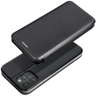 Forcell Elegance flipes, oldalra nyíló bőr hatású telefontok szilikon belső kerettel - Samsung Galaxy M11, Fekete