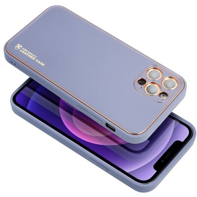 Forcell Leather elegáns szilikon hátlapvédő telefontok, bőrhatású borítás + arany szegély - iPhone 11 ( 6,1" ), Kék