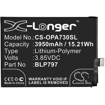 CAMERON SINO utángyártott akkumulátor 3950 mAh LI-Polymer (BLP797 kompatibilis) [Oppo A73 4G, Oppo A72 4G]