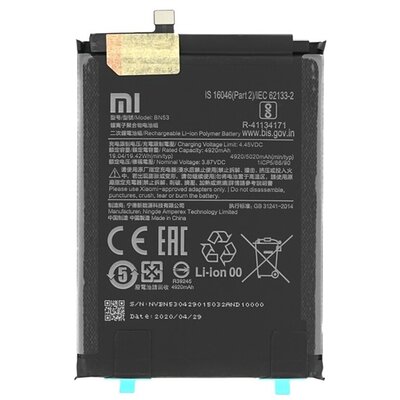 XIAOMI BN53 gyári akkumulátor 5020 mAh LI-Polymer [Xiaomi Redmi Note 9 Pro]