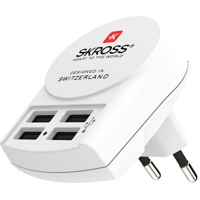 SKROSS 1.302422 hálózati töltő 4 x USB aljzat (5V / 4800mA), Fehér