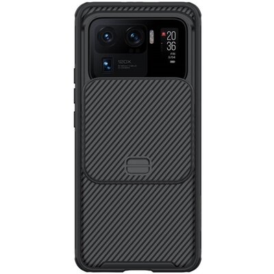 NILLKIN CAMSHIELD műanyag hátlapvédő telefontok (szilikon keret, közepesen ütésálló, kamera védelem, csíkos), Fekete [Xiaomi Mi 11 Ultra 5G]