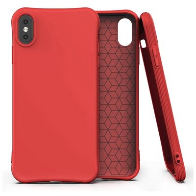 Szilikon hátlapvédő telefontok (közepesen ütésálló, légpárnás sarok, matt), Piros [Apple iPhone XS Max 6.5]