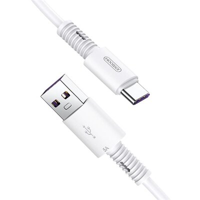 JOYROOM S-M406 adatkábel és töltő (USB - Type-C, 5A, 100cm, törésgátló, gyorstöltés támogatás), Fehér