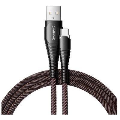 JOYROOM S-M367_TYPEC_B adatkábel és töltő (USB - Type-C, 120cm, törésgátló, gyorstöltés támogatás, cipőfűző minta), Fekete