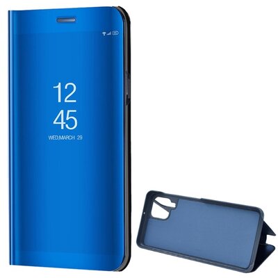 Telefontok álló (aktív flip, oldalra nyíló, asztali tartó funkció, tükrös felület, Mirror View Case), Kék [Samsung Galaxy A22 4G (SM-A225)]
