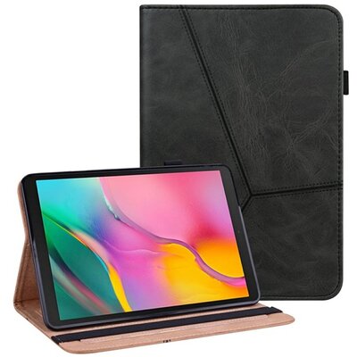 Tablet védőtok álló, bőr hatású (aktív flip, oldalra nyíló, asztali tartó funkció, bankkártya tartó, koptatott bőrhatás), Fekete [Samsung Galaxy Tab A 10.1 WIFI (2019) SM-T510]