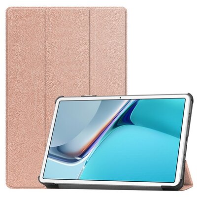 Tablet védőtok álló, bőr hatású (aktív flip, oldalra nyíló, Trifold asztali tartó funkció), Rosegold [Huawei MatePad 11 WIFI (DBY-W09)]