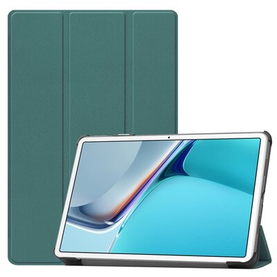 Tablet védőtok álló, bőr hatású (aktív flip, oldalra nyíló, Trifold asztali tartó funkció), Zöld [Huawei MatePad 11 WIFI (DBY-W09)]