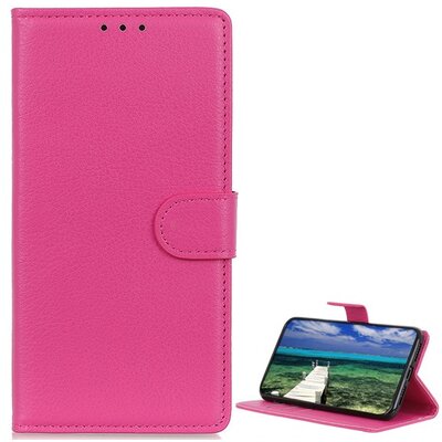 Telefontok álló, bőr hatású (flip, oldalra nyíló, asztali tartó funkció, prémium), Rózsaszín [Nokia XR20]