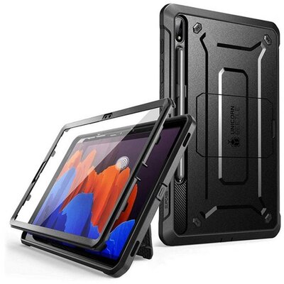SUPCASE UNICORN BEETLE PRO defender műanyag tablet hátlap védőtok (közepesen ütésálló, műanyag előlap, kitámasztó), Fekete [Samsung Galaxy Tab S7+ Plus WIFI 5G (SM-T976)]