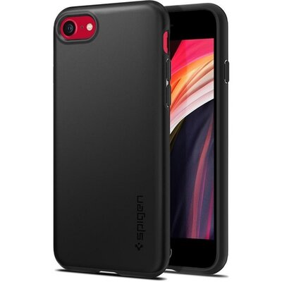 SPIGEN THIN FIT PRO műanyag hátlapvédő telefontok (matt, ultravékony, kamera védelem), Fekete [Apple iPhone 7 4.7, Apple iPhone 8 4.7, Apple iPhone SE (2020)]