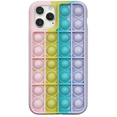 Buborékos szilikon hátlapvédő telefontok, iPhone 13, Puder/Sárga