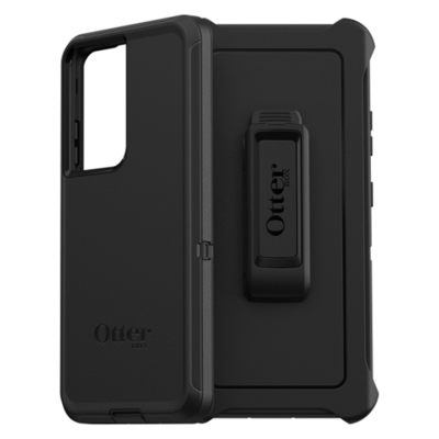 OTTERBOX DEFENDER Series műanyag hátlapvédő telefontok (szilikon belső, közepesen ütésálló, övcsipesz), Fekete [Samsung Galaxy S21 Ultra (SM-G998) 5G]