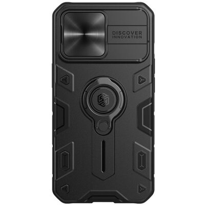 NILLKIN CAMSHIELD ARMOR defender műanyag hátlapvédő telefontok (közepesen ütésálló, telefontartó gyűrű, logó kivágás), Fekete [Apple iPhone 13 Pro]