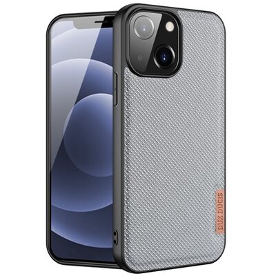 DUX DUCIS FINO szilikon hátlapvédő telefontok (műanyag belső, közepesen ütésálló, rács minta), Szürke [Apple iPhone 13 mini]