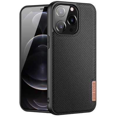 DUX DUCIS FINO szilikon hátlapvédő telefontok (műanyag belső, közepesen ütésálló, rács minta), Fekete [Apple iPhone 13 Pro]