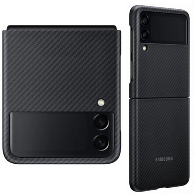 SAMSUNG EF-XF711SBEG műanyag gyári hátlapvédő telefontok (kevlár borítás), Fekete [Samsung Galaxy Z Flip3 5G (SM-F711)]